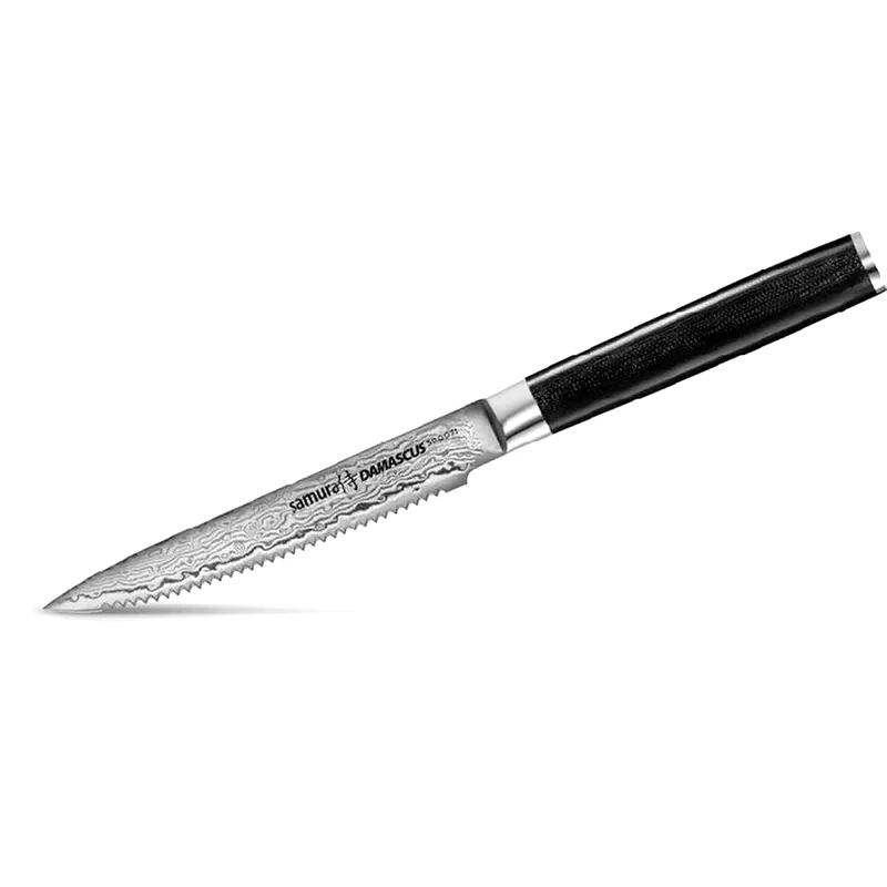 SAMURA Μαχαίρι Ξεφλουδίσματος Samura Damascus από Δαμασκηνό Ατσάλι 12 cm - Ασημί