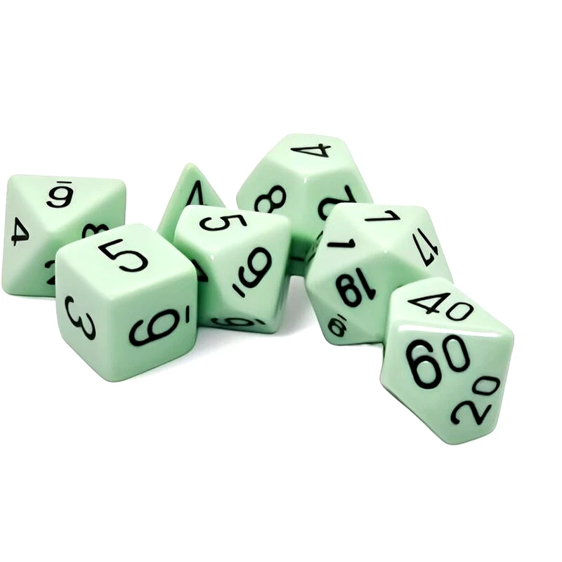 CHESSEX Opaque Pastel Green/Black Polyhedral 7-die Set CHESSEX