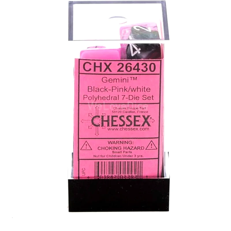 CHESSEX Gemini Black-pink/White Mini Polyhedral 7-die Set CHESSEX