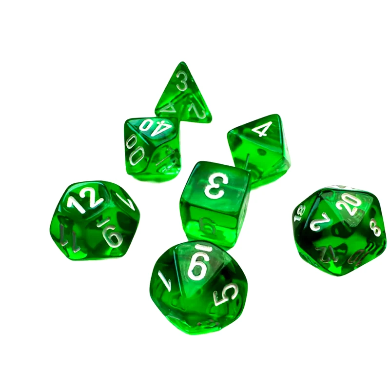 CHESSEX Translucent Green/White Mini Polyhedral 7-die Set CHESSEX