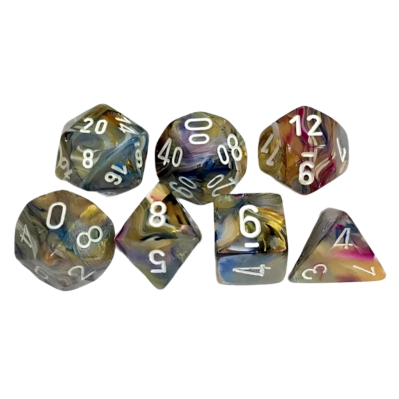 CHESSEX Σετ Ζάρια - 7 Mini Dice Set Polyhedral Festive Carousel With White