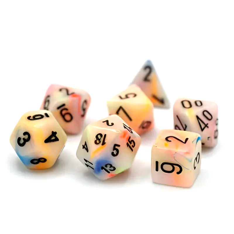 CHESSEX Σετ Ζάρια - 7 Mini Dice Set Festive Polyhedral Circus With Black