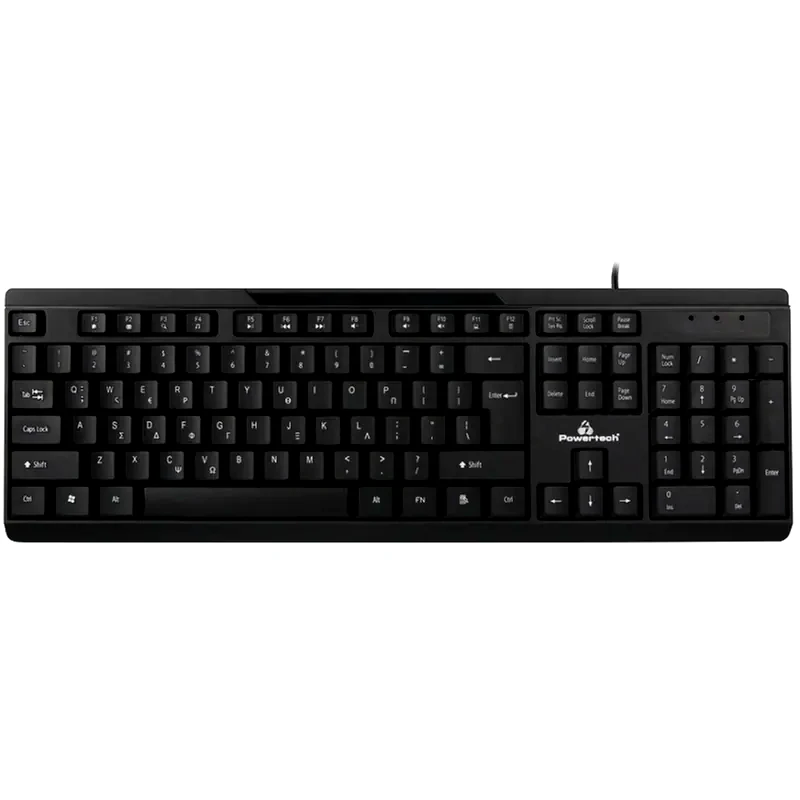 POWERTECH Powertech PT-1069 Ενσύρματο Πληκτρολόγιο Μαύρο (EN/GR)