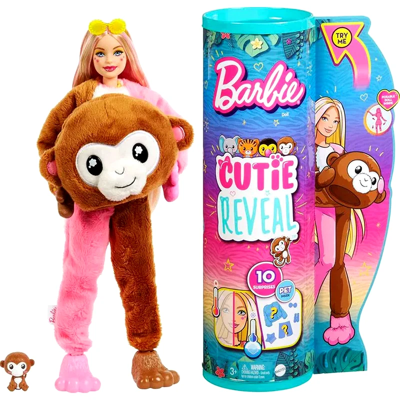 MATTEL Κούκλα Barbie Cutie Reveal Jungle Series Μαϊμουδάκι (HKR01)