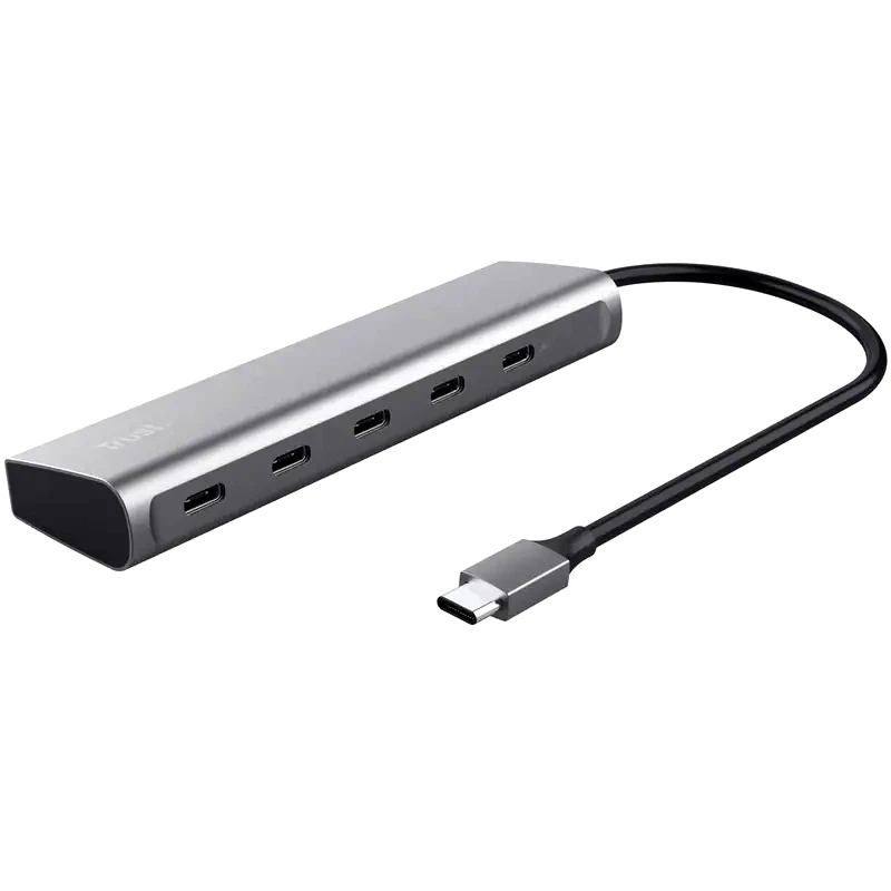 TRUST Trust Halyx USB Hub 5-Port USB 3.2 συμβατό με USB-C - Ασημί