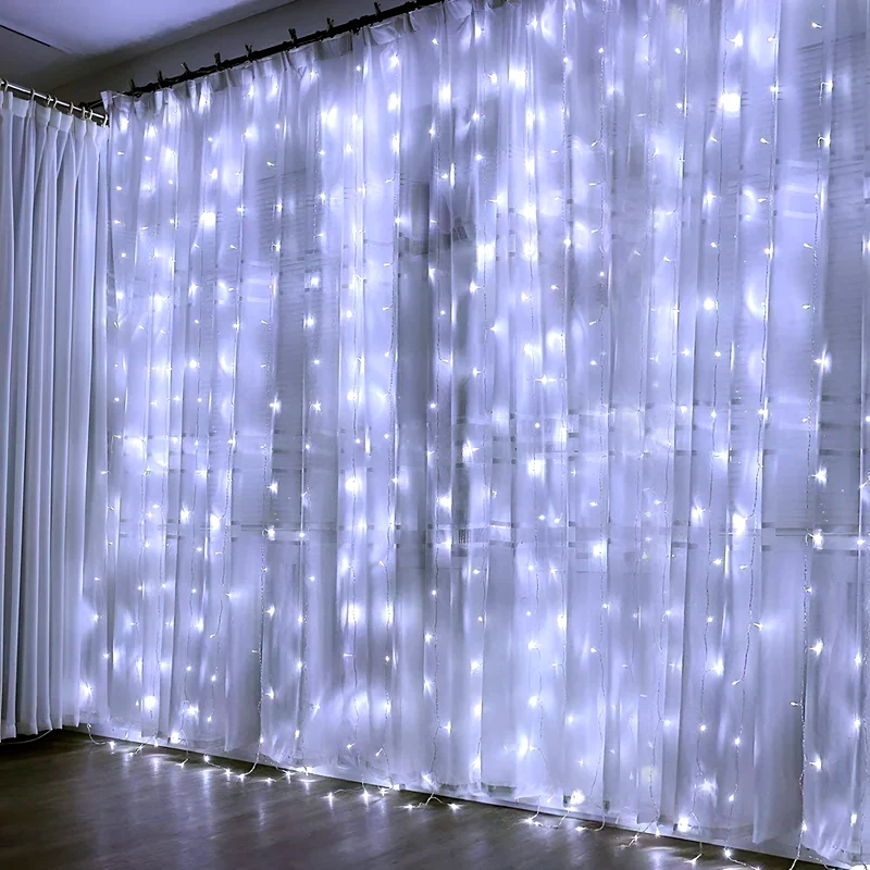 OEM Χριστουγεννιάτικα Λαμπάκια Κουρτίνα 144 Led 3m - Λευκό Ψυχρό