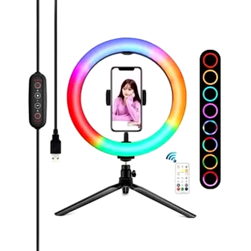 Ring Light Puluz 26cm Με Τρίποδο Rgbw Led Ring Vlogging - Puluz - Selfie Ring Light