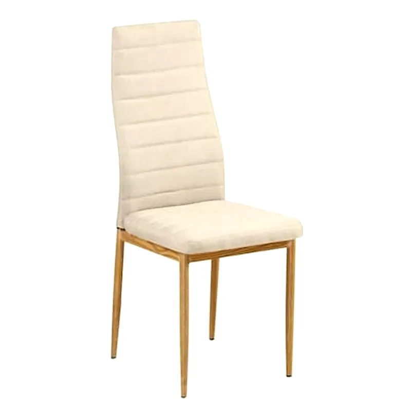 WOODWELL Καρέκλα Μεταλλική Φυσικου Χρωματος - Ύφασμα Μπεζ - Σετ 6 Τμχ