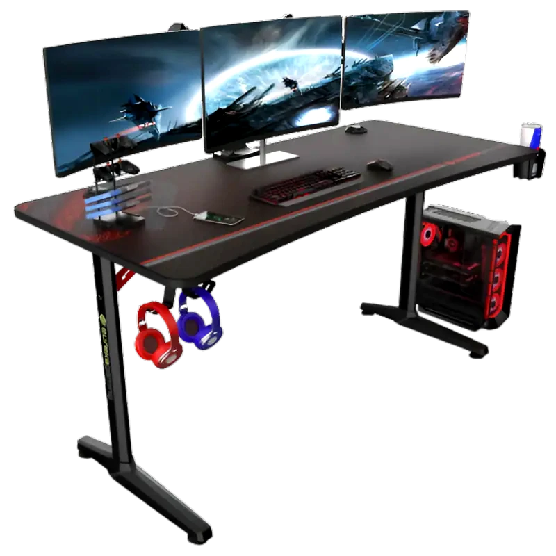 EUREKA ERGONOMIC Γραφείο Gaming Eureka Ergonomic ERK-GIP-P60B B από Carbon Fiber 152.4x70cm - Μαύρο