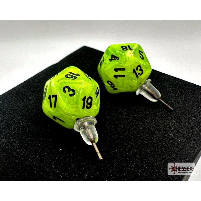 CHESSEX Καρφωτά Σκουλαρίκια Chessex Vortex Bright Green Mini-poly D20 - Πράσινα