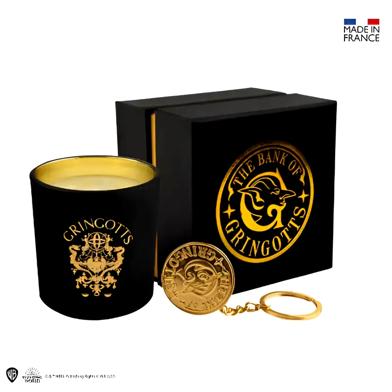 CINEREPLICAS Σετ Δώρου Αρωματικό Κερί με Μπρελόκ Harry Potter Gringotts - Μαύρο/Χρυσό