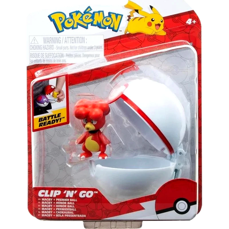 JAZWARES Φιγούρα Jazwares Pokemon Clip n Go - Premier Ball With Magby (5cm)