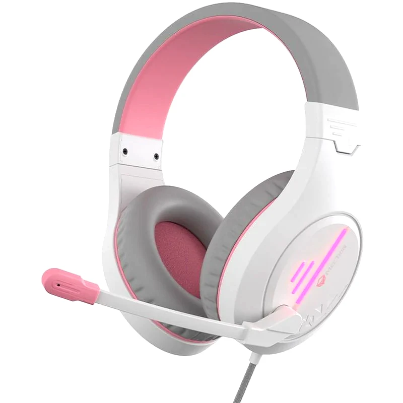 MEETION Meetion MT-HP021 Gaming Ενσύρματα Ακουστικά 3.5mm/USB - Λευκά/Ροζ