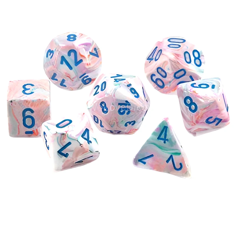 CHESSEX Σετ Ζάρια - 7 Mini Dice Set Polyhedral Festive Pop Art With Blue