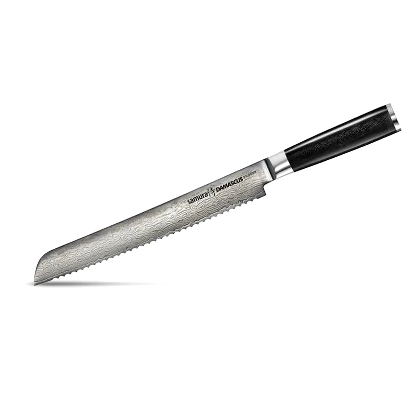 SAMURA Μαχαίρι Ψωμιού Samura Damascus aπό Δαμασκηνό Ατσάλι 23 cm - Μαύρο