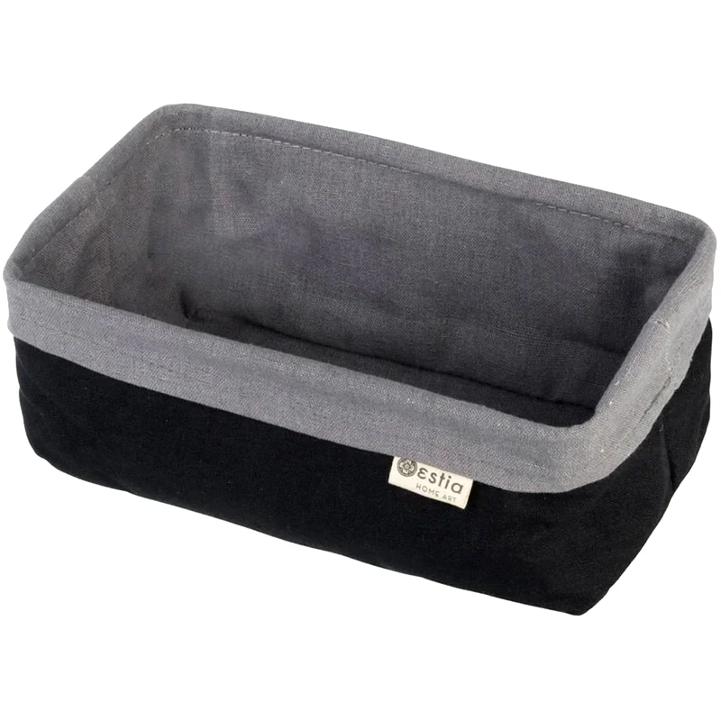 ΕSTIA Διακοσμητικό Καλάθι Estia Υφασμάτινο 25x15x10 cm - Μαύρο/Γκρι