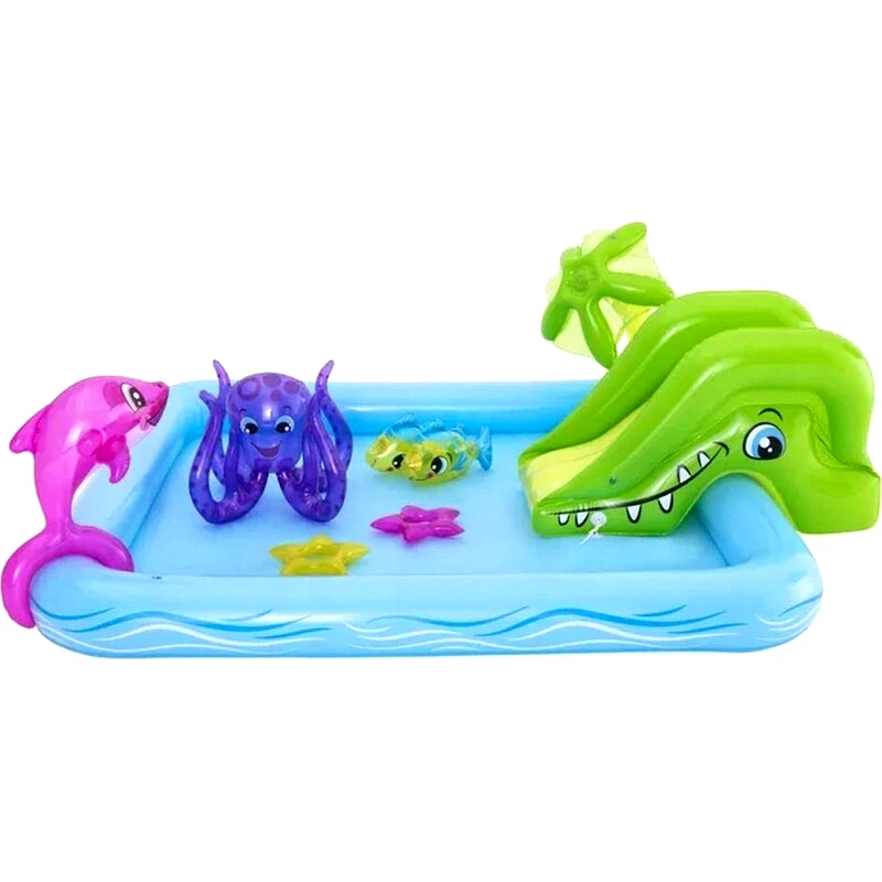 BESTWAY Φουσκωτή Παιδική Πισίνα Bestway 53052 Fantastic Aquarium Play Center 308Lt με Τσουλήθρα - Πολύχρωμη