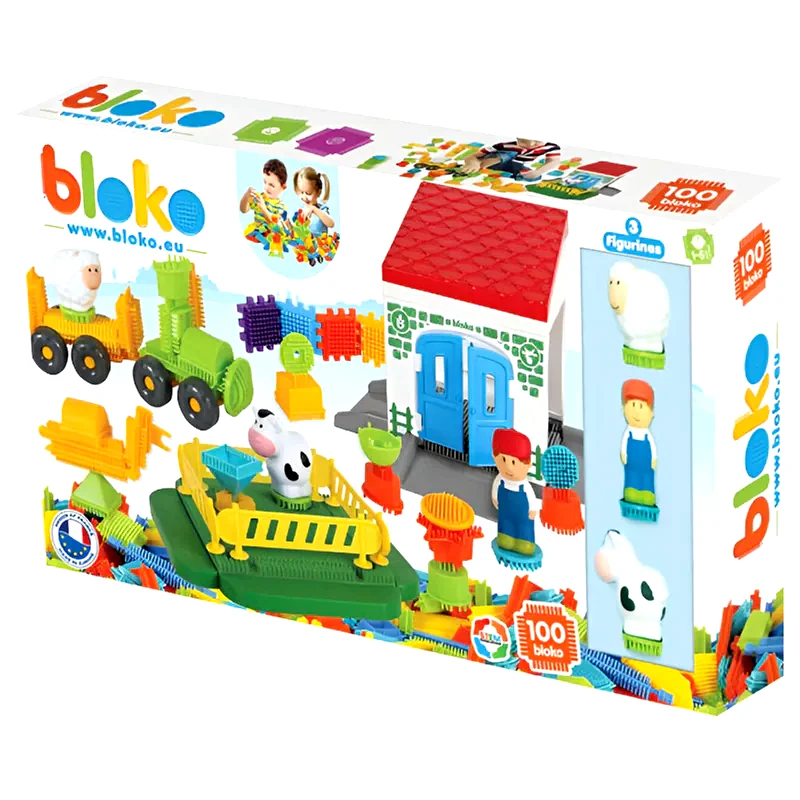 MOCHTOYS Οδοντωτά Τουβλάκια Με Φιγούρες (100 Τεμ) - Farm