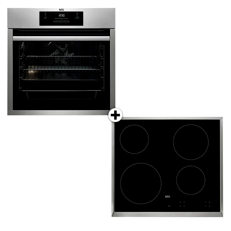 AEG AEG HK624000 XB BES33111XM Eντοιχιζόμενο Σετ Φούρνος και Εστία 72 Lt Inox