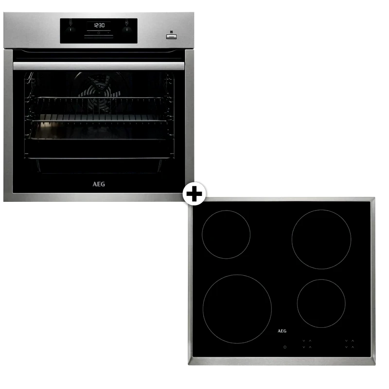 AEG AEG HK624000 XB BES351111M 72 Lt Inox Eντοιχιζόμενο Σετ Φούρνος και Εστία