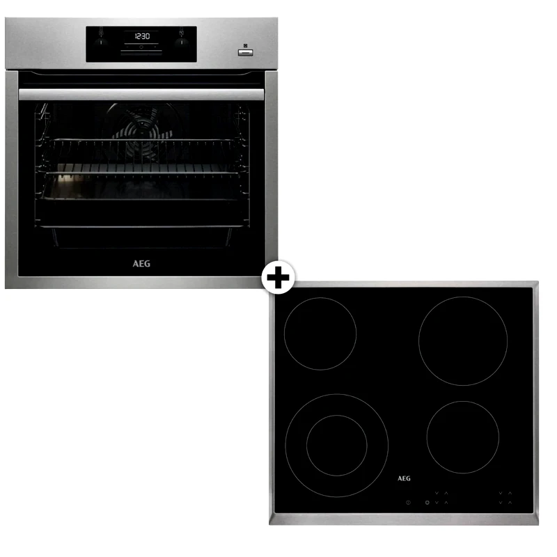 AEG AEG HK624010XB BES351111M 72 Lt Inox Eντοιχιζόμενο Σετ Φούρνος και Εστία