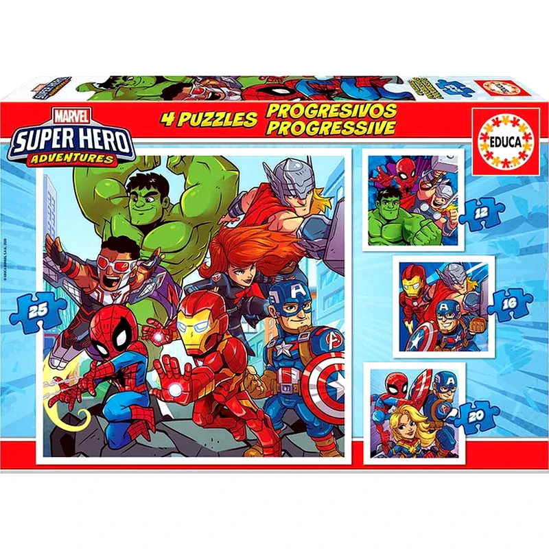 EDUCA Παιδικό Παζλ Educa Marvel Super Hero Adventures 4 (12,16,20 και 25 Κομμάτια)