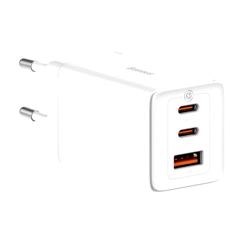 BASEUS Φορτιστής Πρίζας Baseus GaN5 Pro 2x USB-C/1x USB/ Καλώδιο USB-C 65W 1m - White CCGP120202