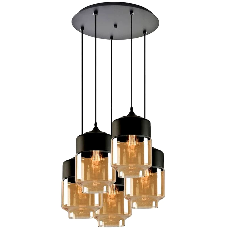 HOMELIGHTING Φωτιστικό Οροφής Πολύφωτο Homelighting Gaby 77-8791 Γυάλινο/Μεταλλικό - Μελί/Μαύρο