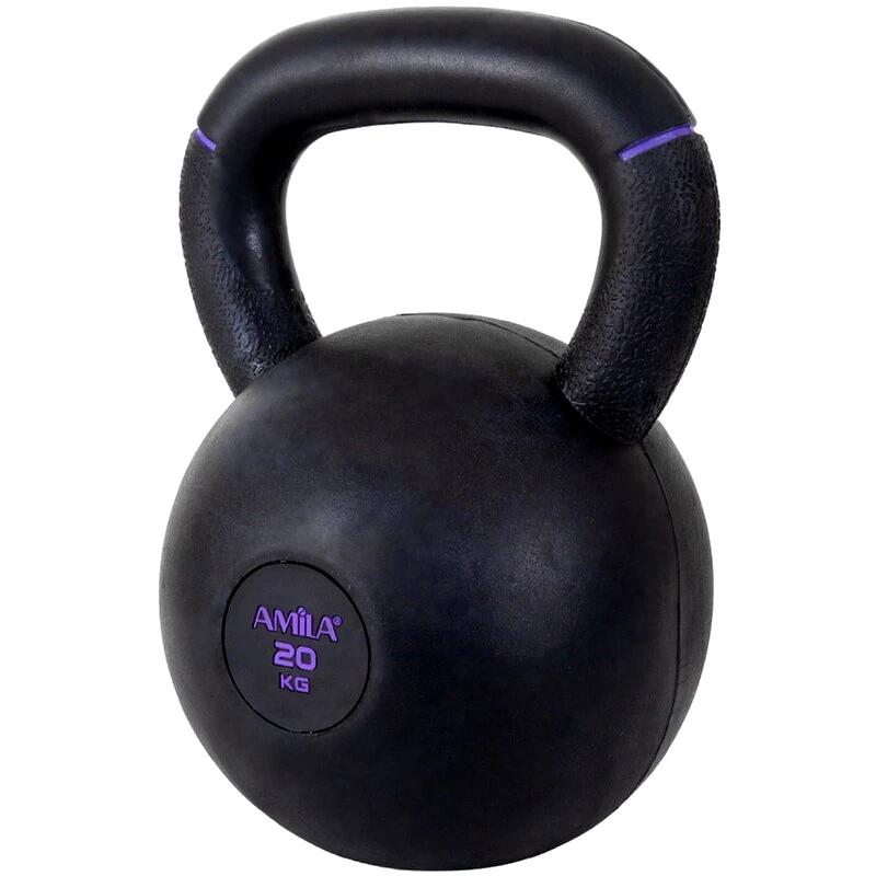 Kettlebell Amila Original Rubber 90479 Κλασικό από Λάστιχο 20kg - Μαύρο/Μωβ