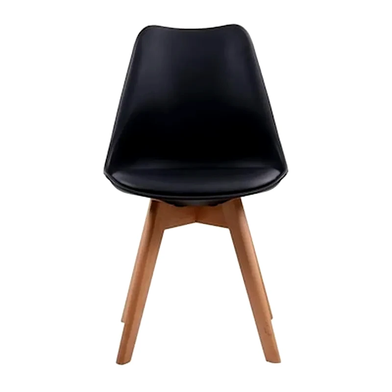 WOODWELL Καρέκλα Μαυρο Pp - Δερματίνη Μαυρη Pu Με Ξύλινα Πόδια - Σετ 4 Τμχ