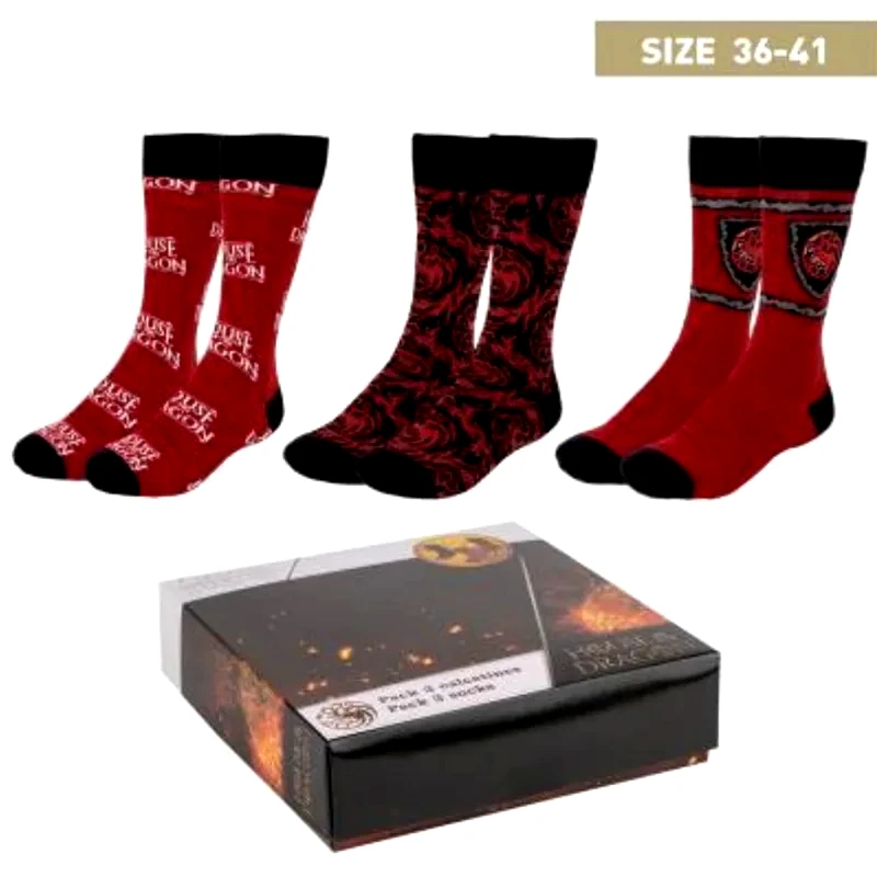 CERDA Κάλτσες Cerda House Of The Dragon - 3-pack - Κόκκινες/Μαύρο