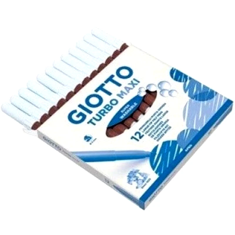 GIOTTO Μαρκαδόροι Giotto Turbo Maxi Χοντροί Καφέ 12 Τεμάχια