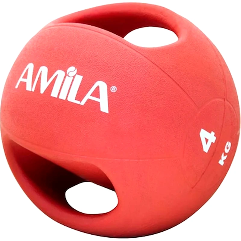 AMILA Μπάλα Medicine Amila Dual Handle Κατάλληλη για Ενδυνάμωση 4 kg 23 cm από PVC - Κόκκινο