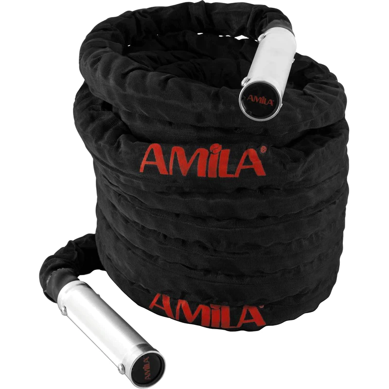 AMILA Σχοινάκι Crossfit Amila Battle Rope ALU Handle 84554 1500 cm - Κόκκινο/ Μαύρο