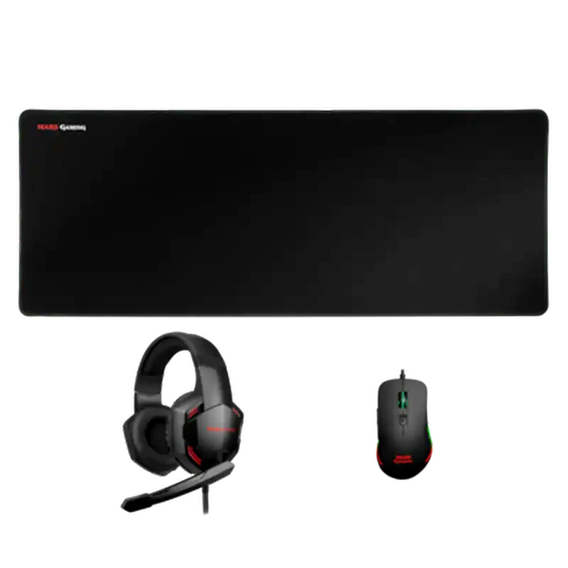 MARS GAMING Mars Gaming MCPPRO 3in1 Gaming Ενσύρματα Ακουστικά USB Gaming Ενσύρματο Ποντίκι Gaming Mousepad Μαύρα