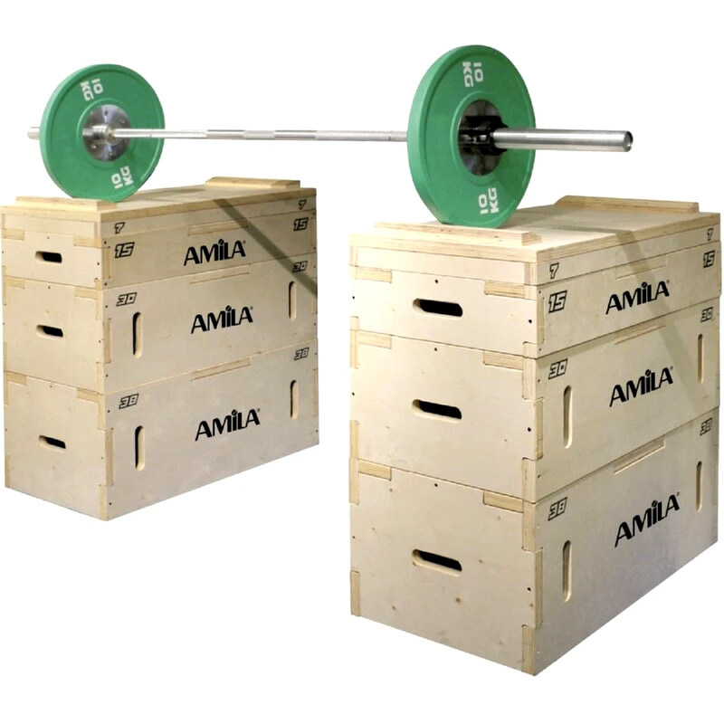 Βάση για Μπάρες Βαρών Amila Wood Jerk Block Επιδαπέδια 95129 90x50cm