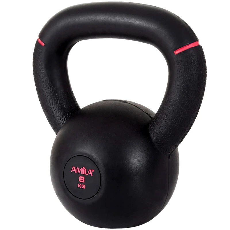 AMILA Kettlebell Amila Original Rubber 90475 Κλασικό από Λάστιχο 8kg - Μαύρο/Ροζ