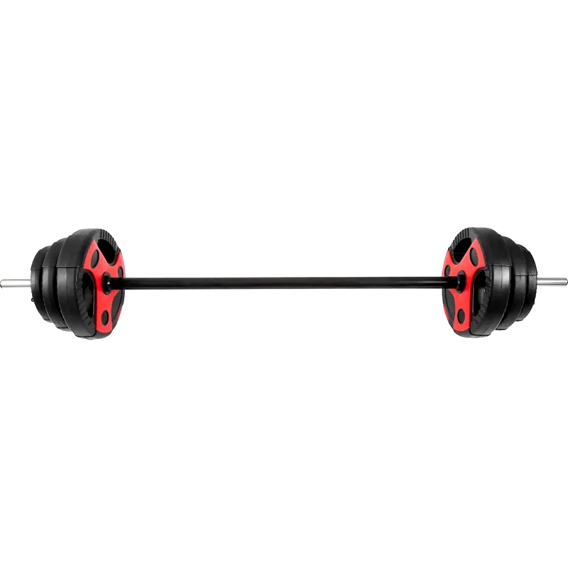 AMILA Body Pump Μπάρα Amila 95150 25mmx140cm 19kg Κούφια από Ατσάλι με 6 Δίσκους Βαρών και Κολάρα με Λαστιχένια Λαβή