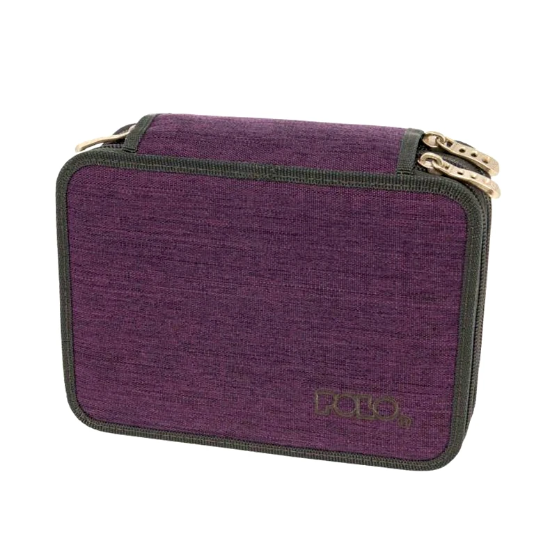 POLO Κασετίνα Παραλληλόγραμμη Polo Solido Jean Τριπλή Μωβ