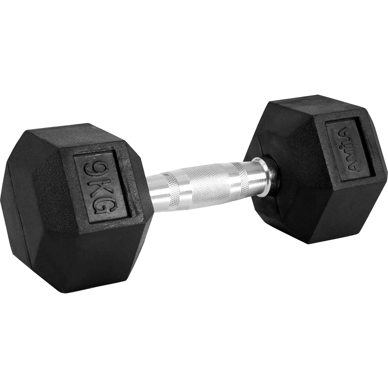 AMILA Βαράκι Εξάγωνο 9kg Amila Rubber Cover Class A 84767 από Χυτοσίδηρο - Μαύρο