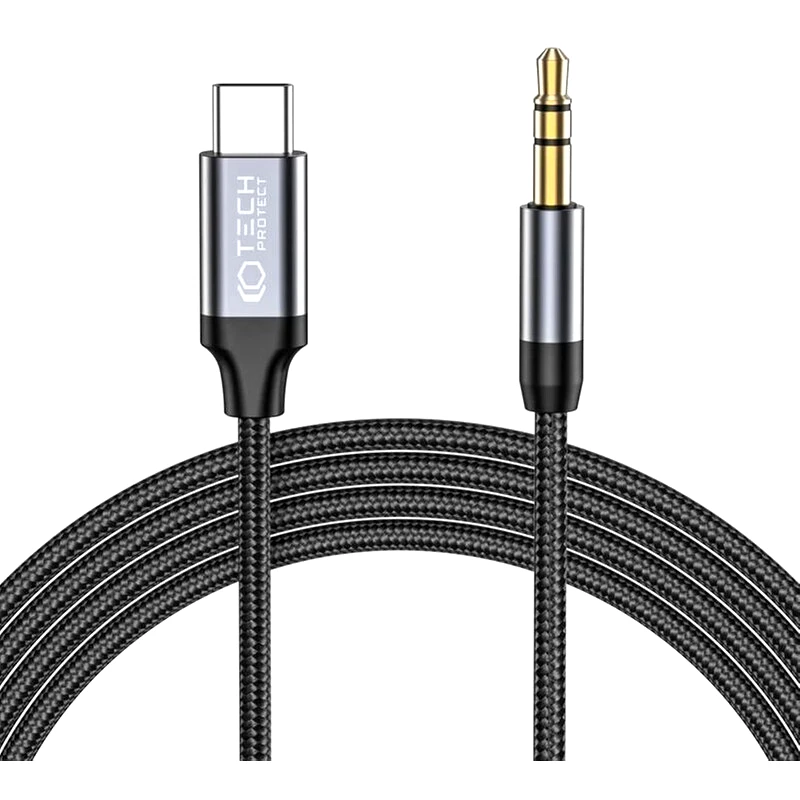TECH-PROTECT Καλώδιο Tech-Protect Ultraboost Cable USB-C (male) Σε Aux Mini Jack 3.5mm (male) 100cm - Μαύρο