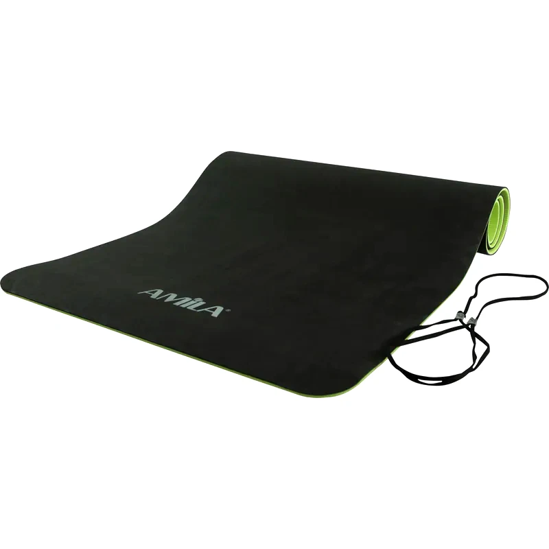 AMILA Στρώμα Γυμναστικής Amila Performance Mat 81777 από TPE και Λάστιχο 150x61 cm - Μαύρο/ Πράσινο
