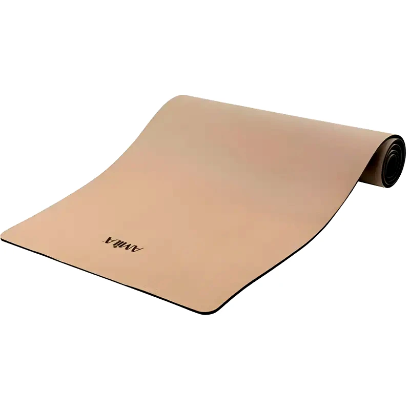 AMILA Στρώμα Γυμναστικής Amila Yoga Mat Cork από Φυσικό Φελλό 173x61x0.6 cm - Καφέ