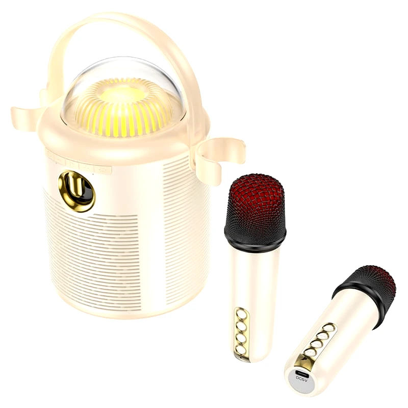 HOCO Party Speaker Hoco BS59 Pearlescent Karaoke 2x10W με 2 Ασύρματα Μικρόφωνα - Μπεζ