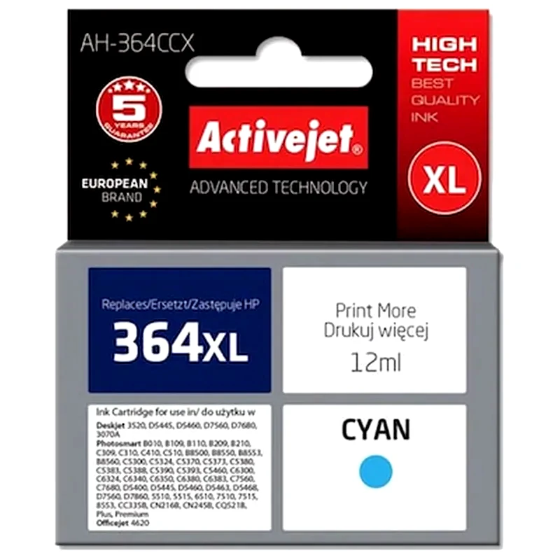 ACTIVEJET Συμβατό HP 364XL Κυανό Μελάνι Εκτυπωτή Ah-364ccx