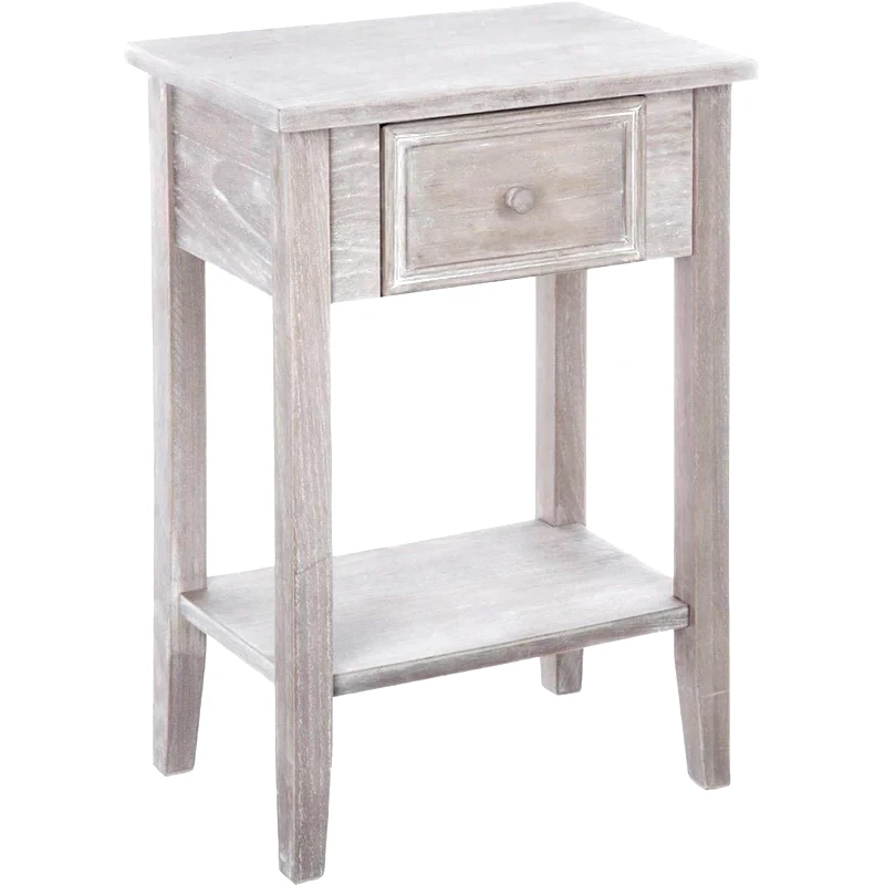 SPITISHOP Κομοδίνο Spitishop με Συρτάρι και Ράφι 45x30x67 cm - Γκρι/Λευκό