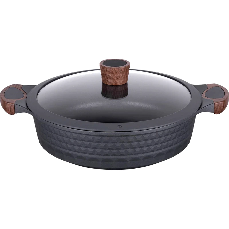 RESTO Κατσαρολάκι Ρηχό RESTO Shallow-93506 από Χυτό Αλουμίνιο 28 cm 4.4 L Μαύρο
