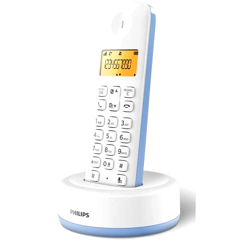 PHILIPS Ασύρματο Τηλέφωνο Philips D1601S-34 - Λευκό/Μπλε