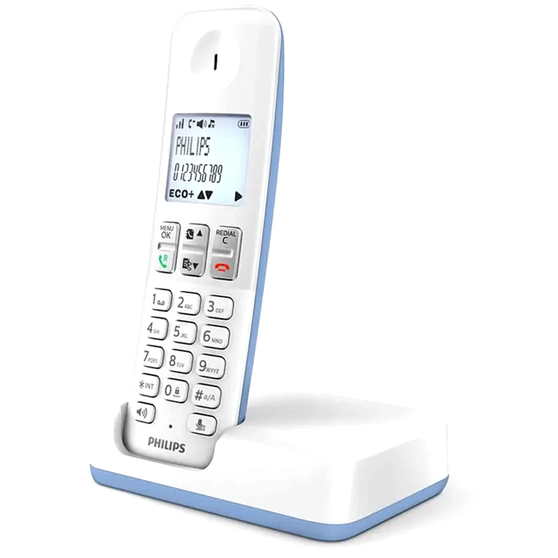 PHILIPS Ασύρματο Τηλέφωνο Philips D2501S-34 - Λευκό/Μπλε