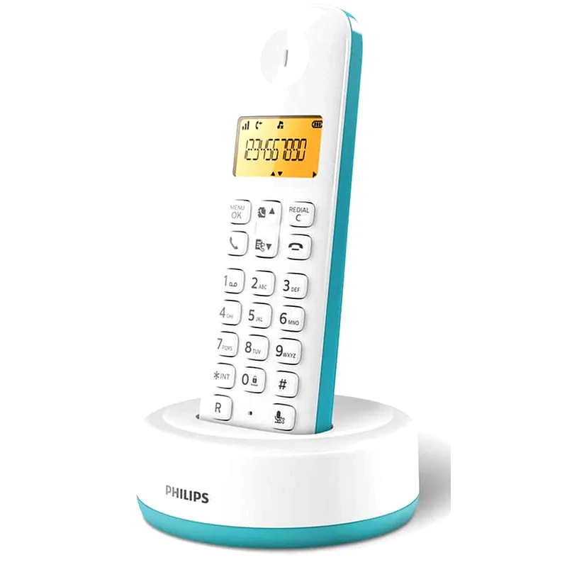PHILIPS Ασύρματο Τηλέφωνο Philips D1601T-34 - Λευκό/Πράσινο